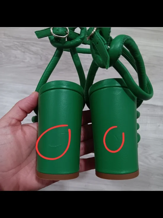 Sézane Editions Women's Deborah Leather Sandals Vibrant Green 7 - Picture 14 of 14